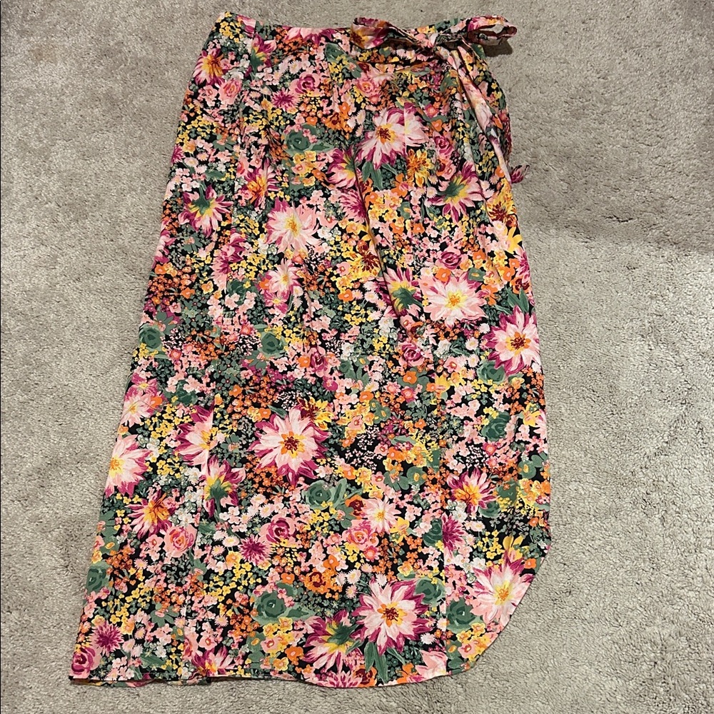 Floral Wrap Maxi Skirt
